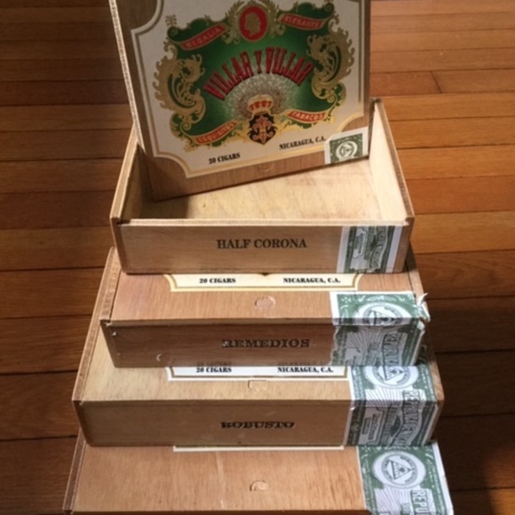 Vintage Wood Cigar Box Set of 4 Collectors Item - Picture 3 of 4